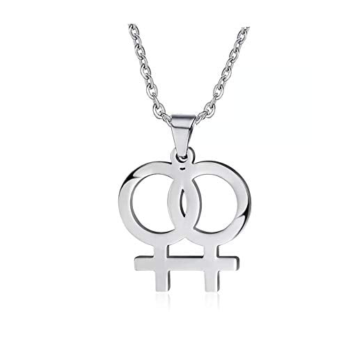 Womens Pendant Necklaces Fashion Women Gay Pride Necklace Pendant Jewelry Stainless Steel Moon Design with Hematite Pendants for Women 